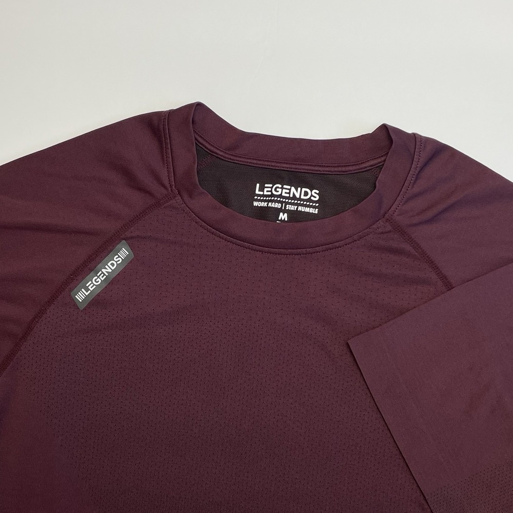 Legends Shirt Men Medium Maroon Red Active Performance Training Gym Short Sleeve